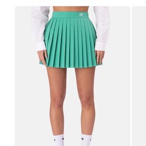 ADIKA GREEN PLEATED MINI SKIRT